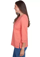 Petite Free Spirit Cut Out Yoke Solid Top