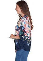 Petite Free Spirit Placed Yoke Floral Printed Top