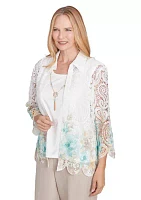 Women's Kensington Gardens Border Floral Lace 2Fer Top