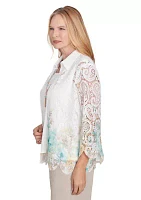 Women's Kensington Gardens Border Floral Lace 2Fer Top