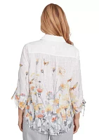 Women's Dress Code Butterfly Floral Border Printed Top