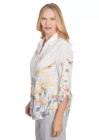 Women's Dress Code Butterfly Floral Border Printed Top