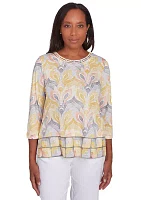 Women's Dress Code Medallion Geo Border Printed Top