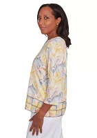 Women's Dress Code Medallion Geo Border Printed Top