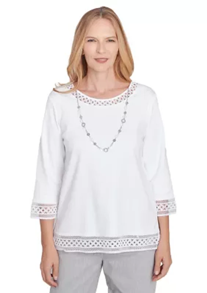 Women's Dress Code Lace Trim Top