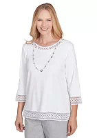 Women's Dress Code Lace Trim Top