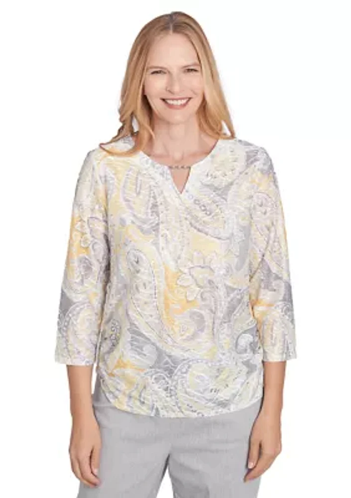 Women's Dress Code Paisley Printed Texture Top