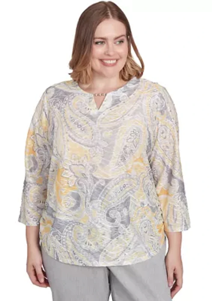 Plus Dress Code Paisley Texture Top