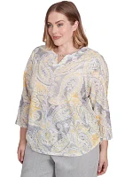 Plus Dress Code Paisley Texture Top