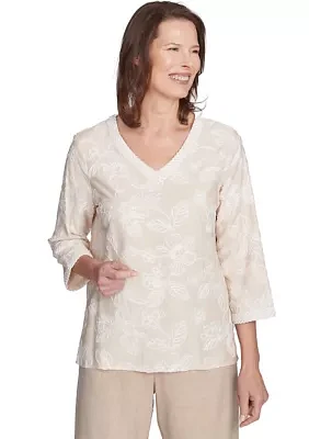 Women's Catalina Island Tossed Flower Embroidery Top