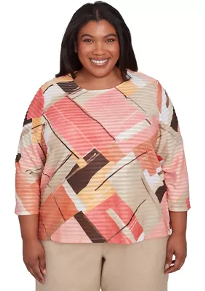 Plus Catalina Island Patchwork Top