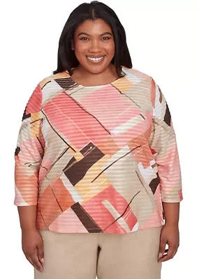 Plus Catalina Island Patchwork Top
