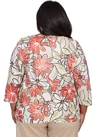Plus Catalina Island Floral Texture Top