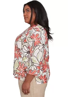 Plus Catalina Island Floral Texture Top