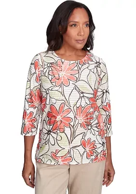 Petite Catalina Island Floral Texture Top