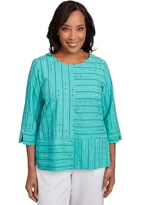 Women's Nantucket Spliced Texture Jacquard Top