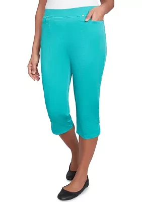 Petite Classics Denim Fringe Capri Pants