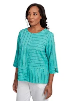 Petite Nantucket Spliced Texture Jacquard Top