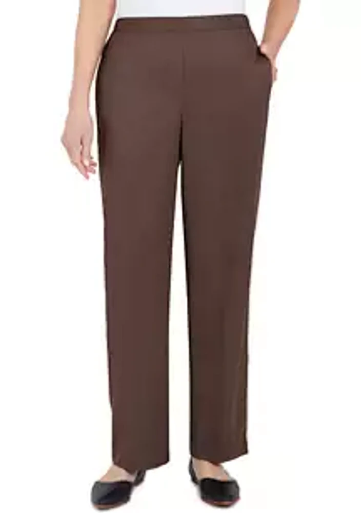 Alfred Dunner Petite Sorrento Heather Microfiber Twill Short Length Pants