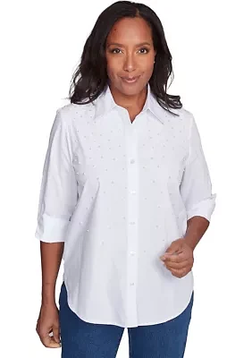 Women's Flower Power Pearl Studded Shirt
