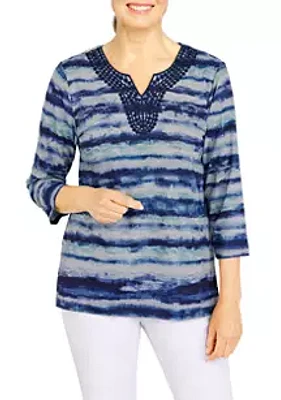 Alfred Dunner Women's Biadere Watercolor Knit Top