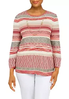 Alfred Dunner Women's Striped Sweater