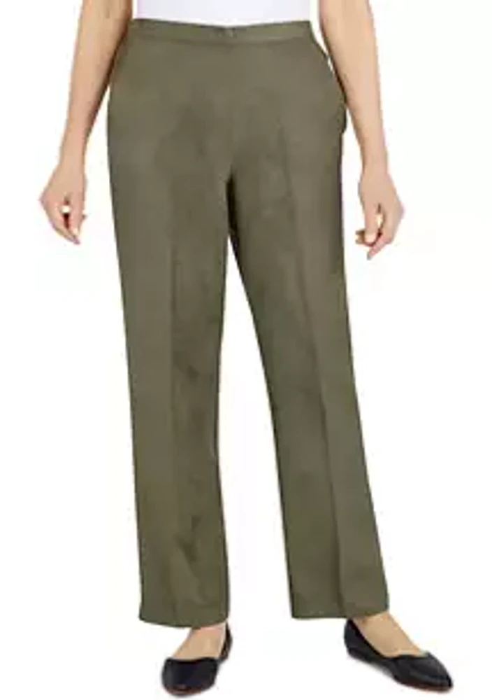 Alfred Dunner Petite Copper Canyon Suede Pull-On Straight Leg Pants Short Length