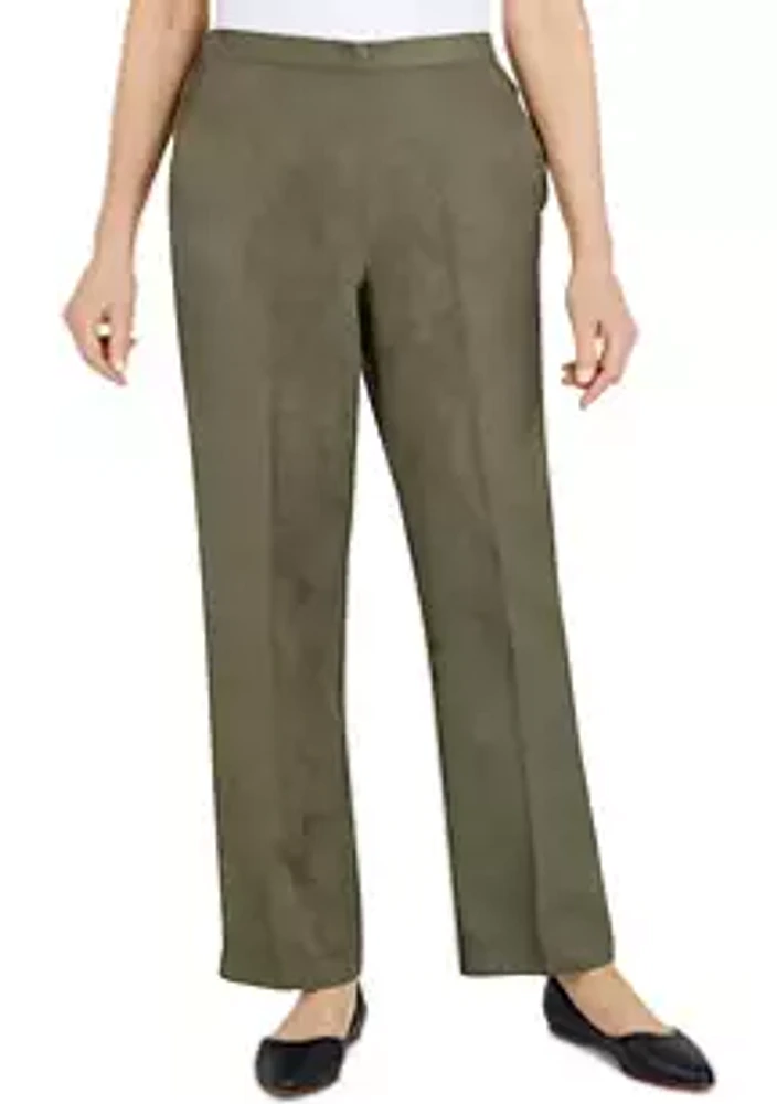 Alfred Dunner Petite Copper Canyon Suede Pull-On Straight Leg Pants Regular Length