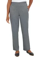 Alfred Dunner Women's Empire State Knit Herringbone Pull-On Straight Leg Average Length Pants