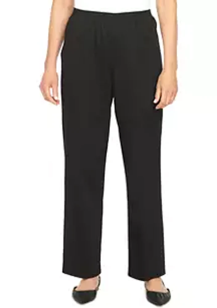 Alfred Dunner Petite Classics Soft Twill Mid-Rise Regular Fit Straight Leg Length Casual Pants