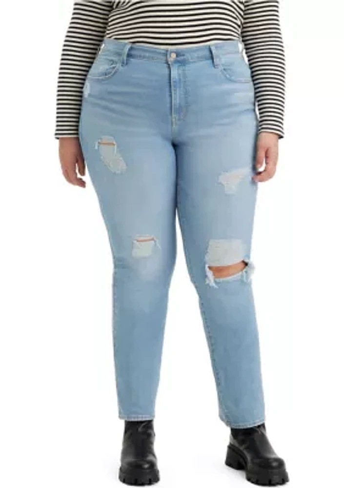 Plus High Rise Straight Leg Jeans