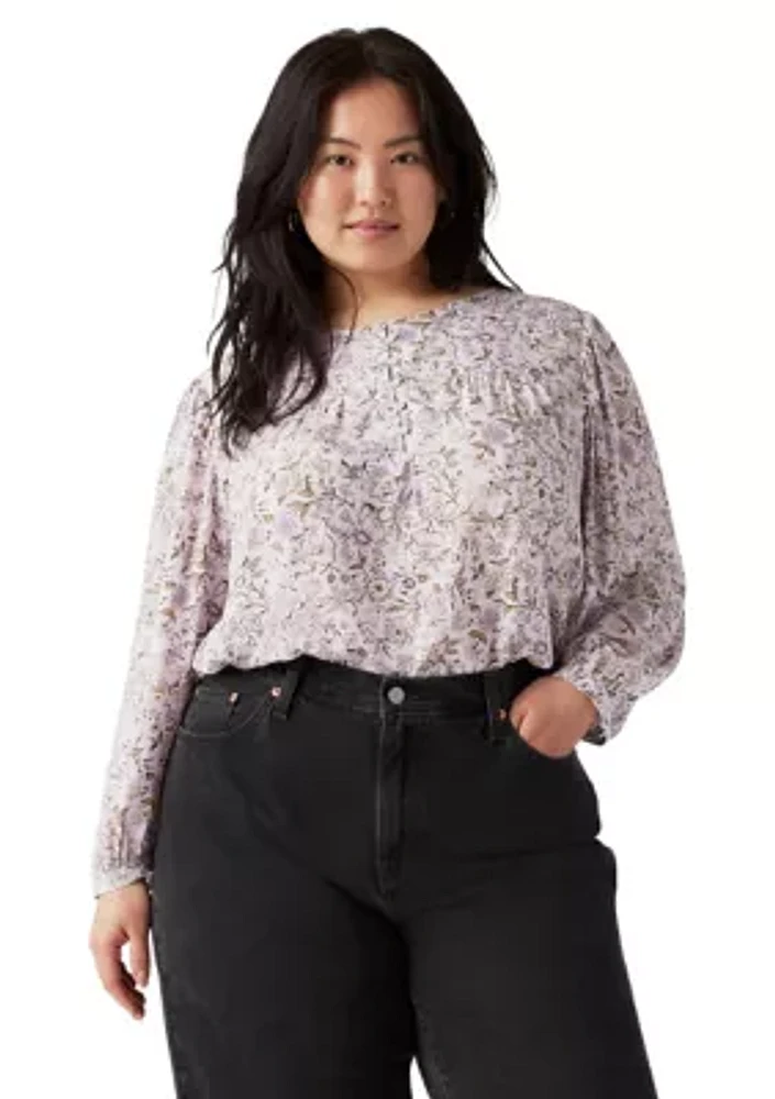 Long Sleeve Tapestry Floral Lavender Top