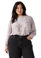 Long Sleeve Tapestry Floral Lavender Top