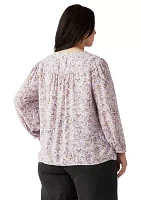 Long Sleeve Tapestry Floral Lavender Top