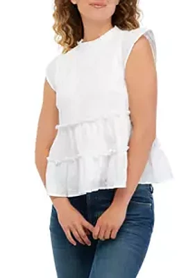 TRUE CRAFT Eyelet Tiered Woven Top