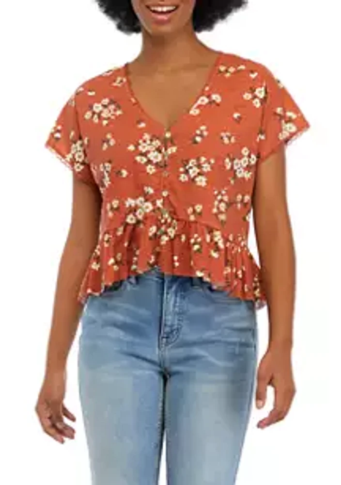 TRUE CRAFT Short Sleeve Dolman Drop Hem Top