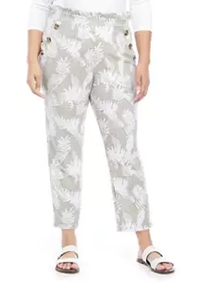 Derek Heart Plus Tropical Print Paper Bag Sailor Pants