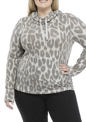 Plus Long Sleeve Hacci Cowl Neck Top