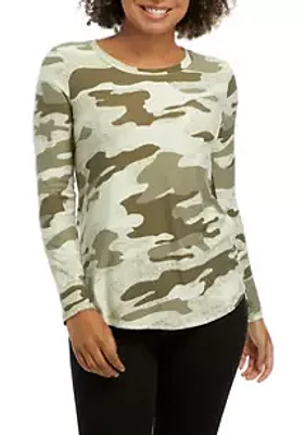 Planet Gold Juniors' Long Sleeve Camouflage T-Shirt