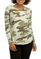 Planet Gold Juniors' Long Sleeve Camouflage T-Shirt