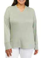 Planet Gold Plus Hacci Rib V-Neck Top