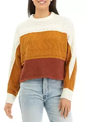Planet Heart Juniors' Chenille Cable Front Sweater