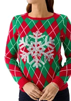 Women's Snowflake Argyle Sweater