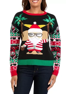 Women's Vacation Santa Printed Sweater