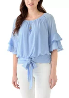Women's 3/4 Ruffle Sleeve Blouse