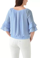 Women's 3/4 Ruffle Sleeve Blouse