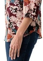 Women's 3/4 Sleeve Printeed Peasant Blouse