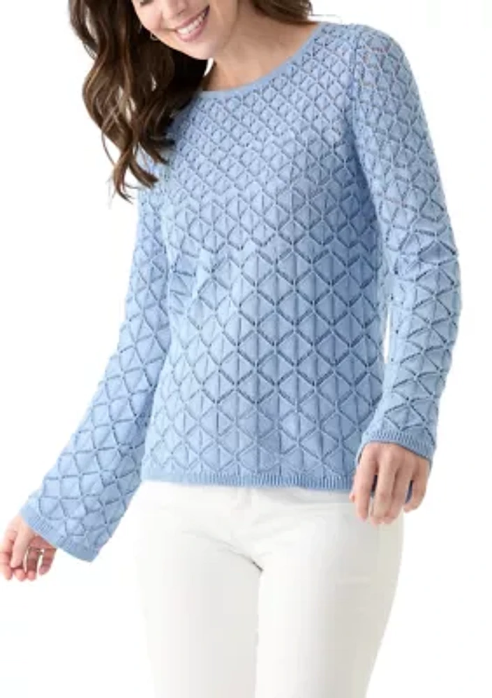 Women's Long Sleeve Crochet Sweater