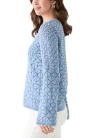 Women's Long Sleeve Crochet Sweater