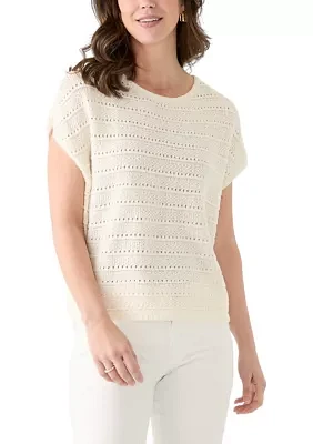 Women's Short Sleeve Crochet Sweater